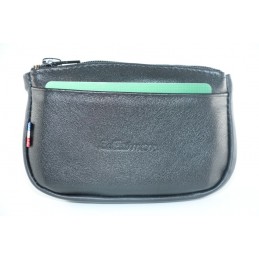 LE CAÏMAN - Porte-monnaie zippé en cuir aspect lisse avec 2 emplacements cartes