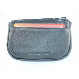 Porte monnaie - LE CAÏMAN - Porte-monnaie zippé en cuir aspect lisse avec 2 emplacements cartes