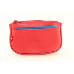 LE CAÏMAN - Porte-monnaie zippé en cuir aspect lisse avec 2 emplacements cartes