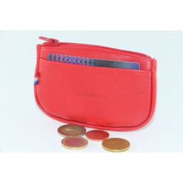 LE CAÏMAN - Porte-monnaie zippé en cuir aspect lisse avec 2 emplacements cartes