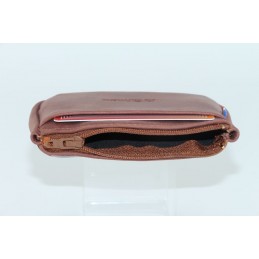 LE CAÏMAN - Porte-monnaie zippé en cuir gras authentique avec 2 emplacements cartes