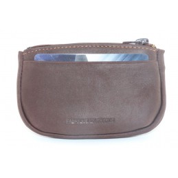 LE CAÏMAN - Porte-monnaie zippé en cuir gras authentique avec 2 emplacements cartes