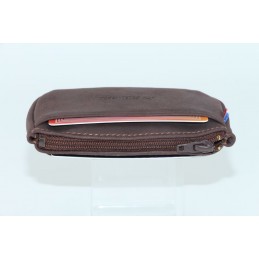 LE CAÏMAN - Porte-monnaie zippé en cuir gras authentique avec 2 emplacements cartes