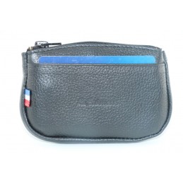 LE CAÏMAN - Porte-monnaie zippé en cuir Madras avec 2 emplacements cartes