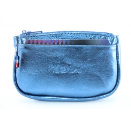 LE CAÏMAN - Porte-monnaie zippé en cuir métallisé avec 2 emplacements cartes