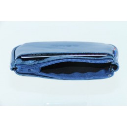 LE CAÏMAN - Porte-monnaie zippé en cuir métallisé avec 2 emplacements cartes