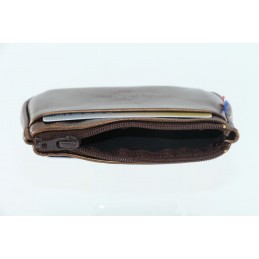 LE CAÏMAN - Porte-monnaie zippé en cuir métallisé avec 2 emplacements cartes
