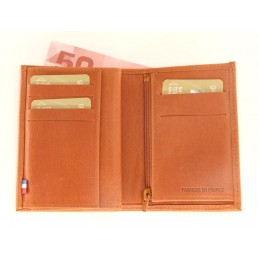 LE CAÏMAN - Portefeuille 3 volets en cuir gras authentique