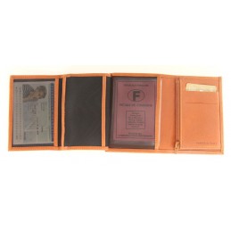 LE CAÏMAN - Portefeuille 3 volets en cuir gras authentique