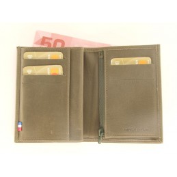 LE CAÏMAN - Portefeuille 3 volets en cuir gras authentique
