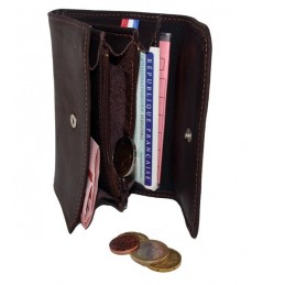 LE CAÏMAN - Porte-monnaie à rabat en cuir gras authentique