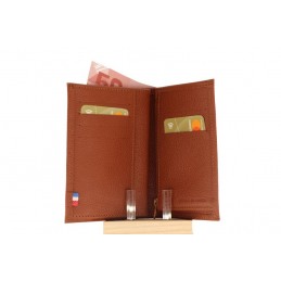 LE CAÏMAN - Portefeuille 3 volets en cuir grainé Madras