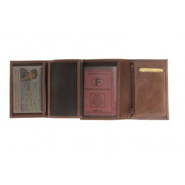 LE CAÏMAN - Portefeuille 3 volets en cuir aspect nubuck