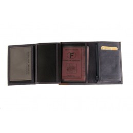 LE CAÏMAN - Portefeuille 3 volets en cuir aspect nubuck