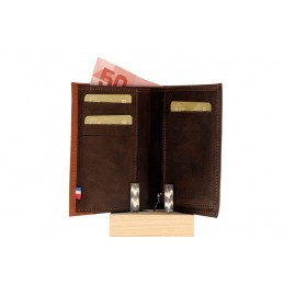 Portefeuille - LE CAÏMAN - Portefeuille 3 volets en cuir aspect nubuck