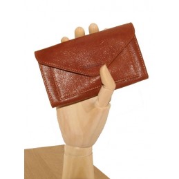 LE CAÏMAN - Porte-monnaie enveloppe en cuir gloss aspect brillant