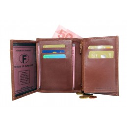 Portefeuille - LE CAÏMAN - Portefeuille 1 volet en cuir gras authentique
