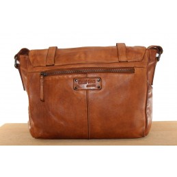 GIANNI CONTI - Sac gibecière à rabat cuir vintage