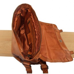 GIANNI CONTI - Sac gibecière à rabat cuir vintage