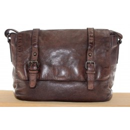 GIANNI CONTI - Sac gibecière à rabat cuir vintage