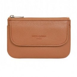 Hexagona - Porte-monnaie avec porte-clés en cuir grainé