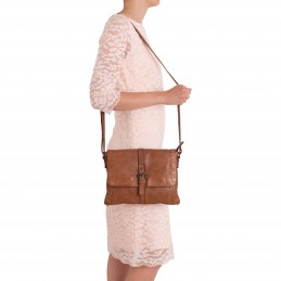 GIANNI CONTI - Sac Gibecière avec Rabat cuir vintage