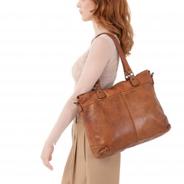 Sac épaule - GIANNI CONTI - Grand Sac Cabas Porté Epaule - Cuir vintage